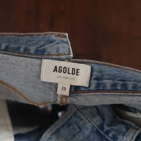 AGOLDE Los Angeles Light-Wash Long Denim Shorts  Size 29 - Picture 3 of 3